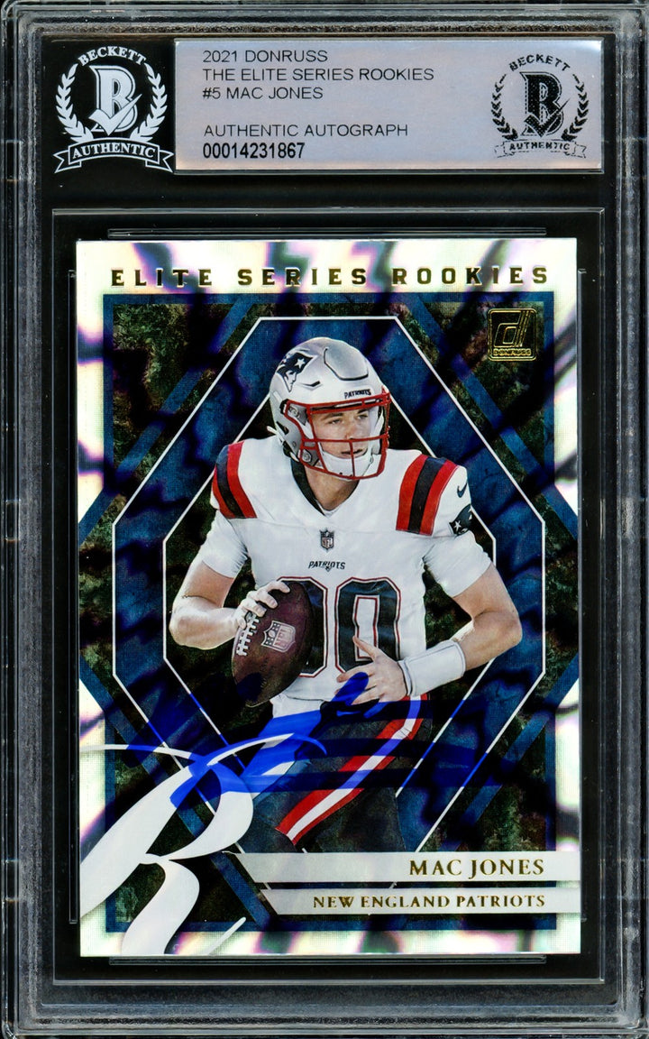 Mac Jones Signed 2021 Panini Donruss Elite Series RC ESR-MJO Patriots Beckett