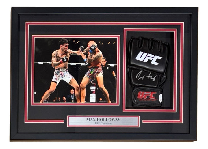 Max Holloway Signed UFC Replica Fight Glove In Shadowbox JSA QR