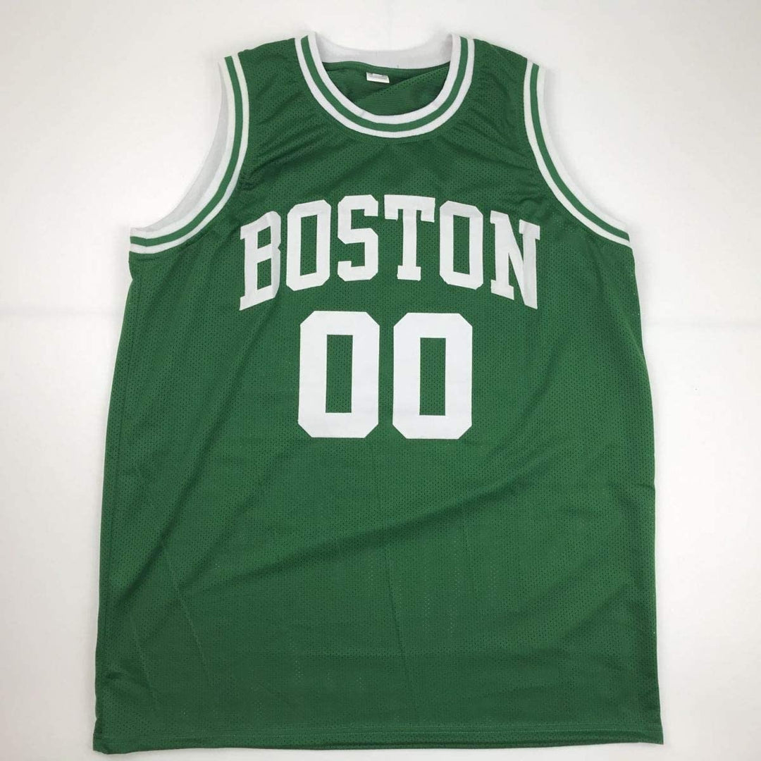Autographed/Signed Robert Parish Boston Green Jersey JSA COA Holo