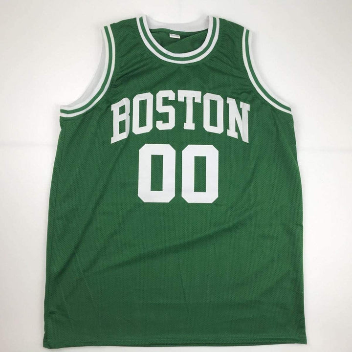 Autographed/Signed Robert Parish Boston Green Jersey JSA COA Holo