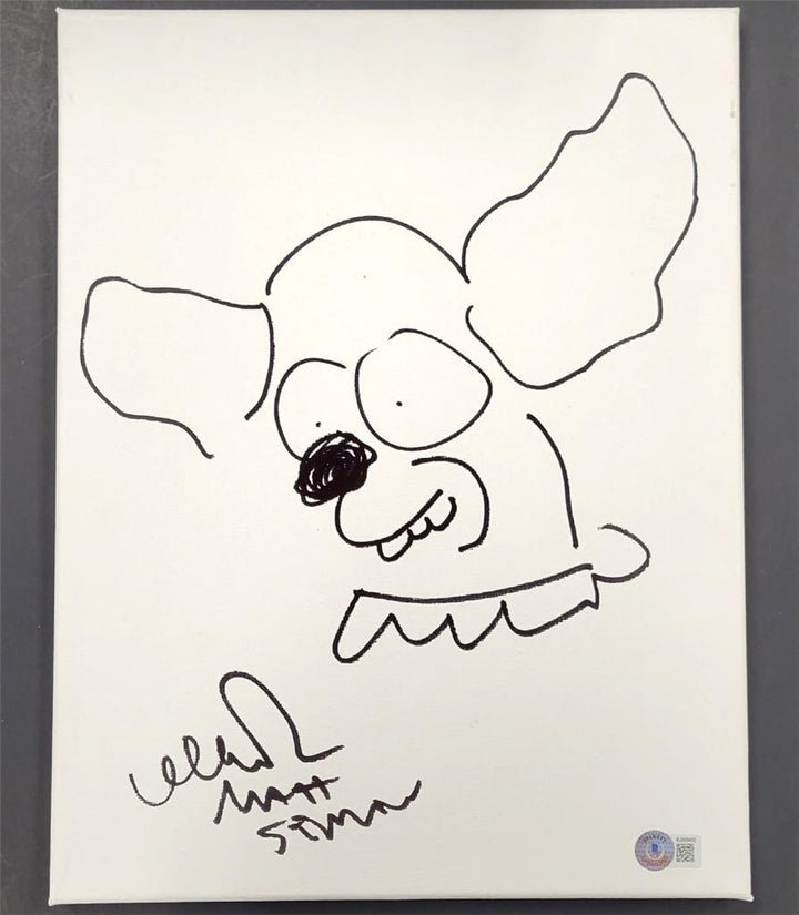 Matt Selman signed Simpsons Krusty the Clown 11x14 Canvas Sketch autograph ~ BAS