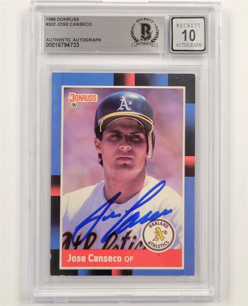 Jose Canseco signed 1988 Donruss #302 card autograph 733 ~ Beckett BAS 10 auto
