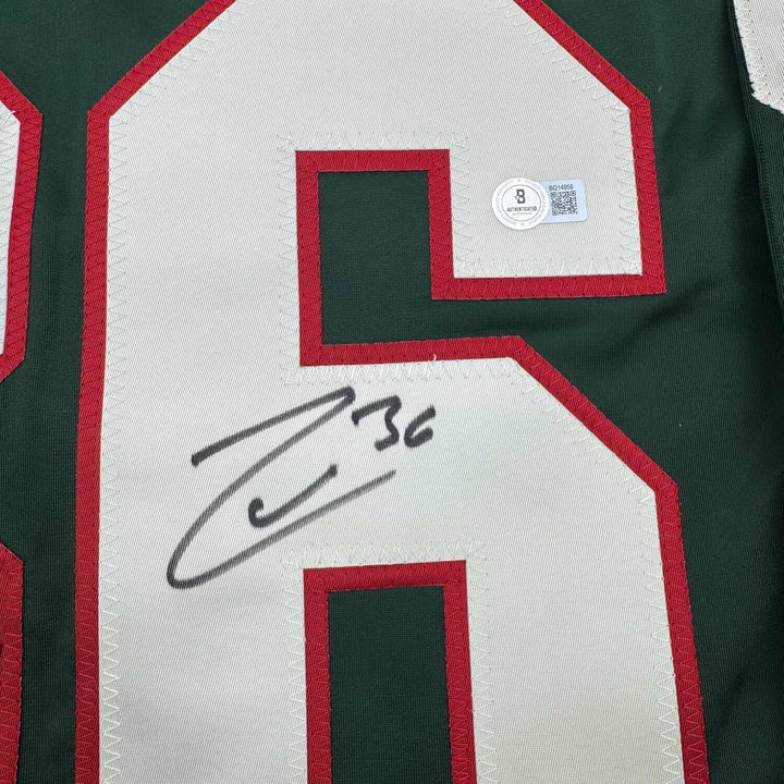Framed Autographed/Signed Mats Zuccarello 35x39 Minnesota Green Jersey BAS COA