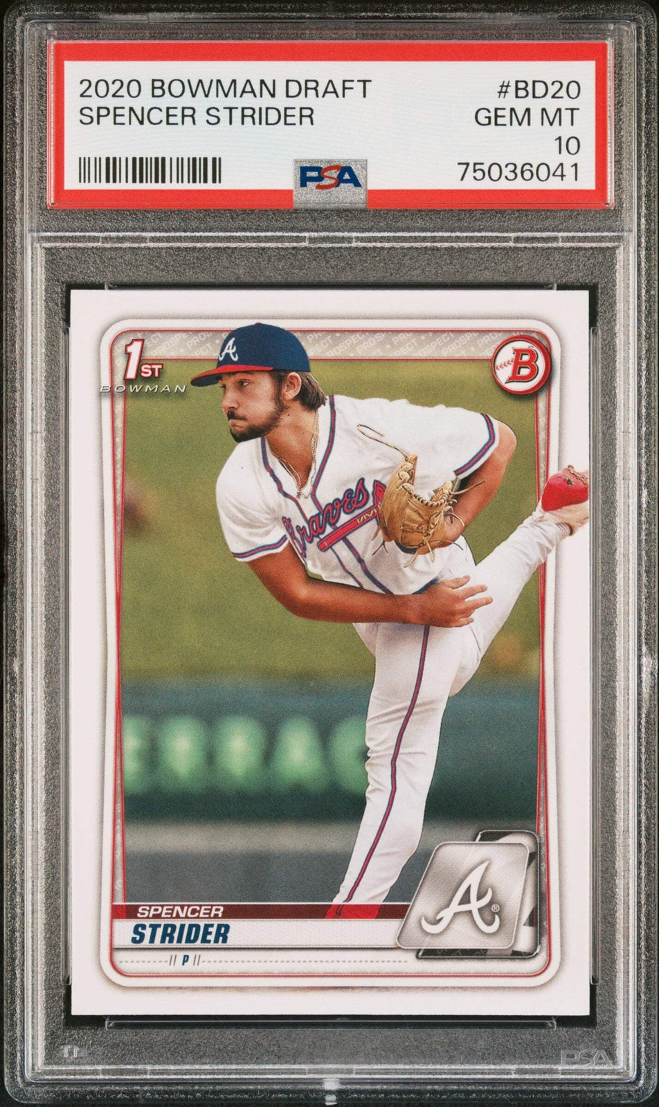 Graded 2020 Bowman Draft Spencer Strider #999 Rookie RC Baseball Card PSA 10 Gem