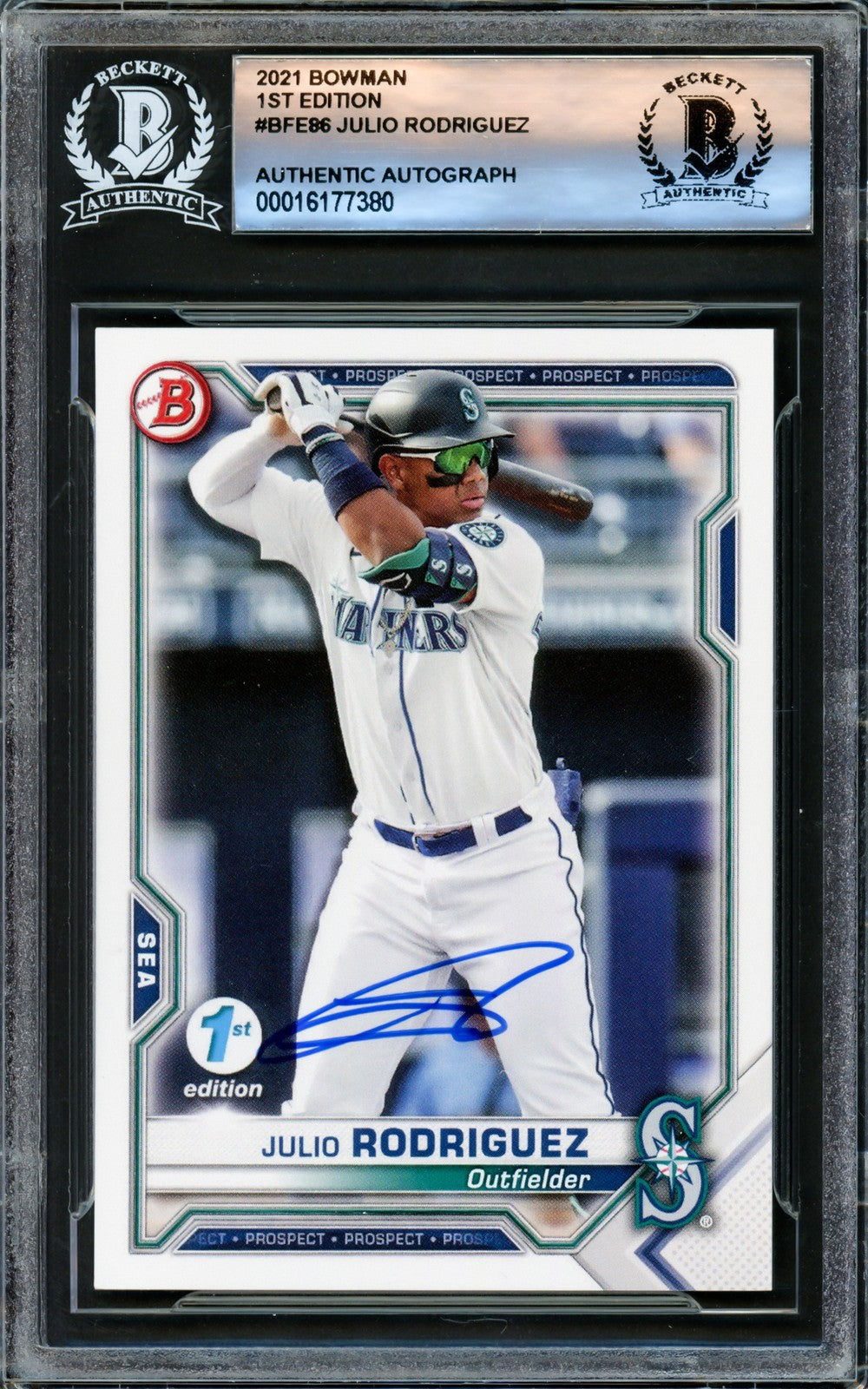 Julio Rodriguez Signed 2021 Bowman 1st Edition RC #BFE86 Mariners Beckett