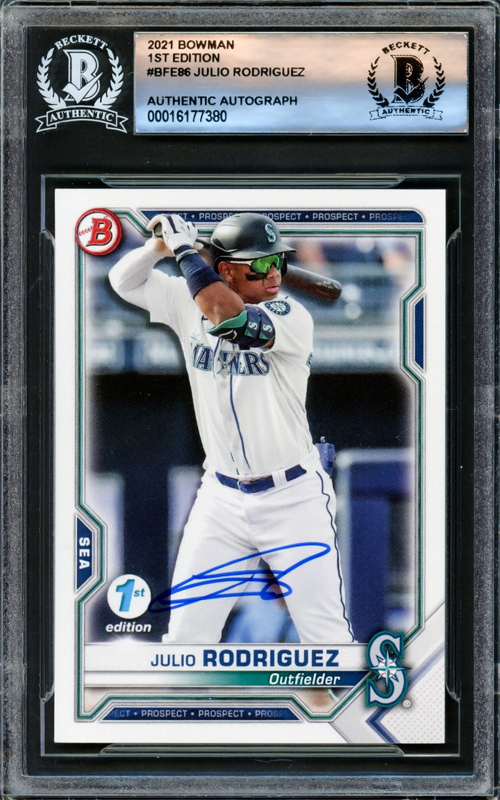 Julio Rodriguez Signed 2021 Bowman 1st Edition RC #BFE86 Mariners Beckett