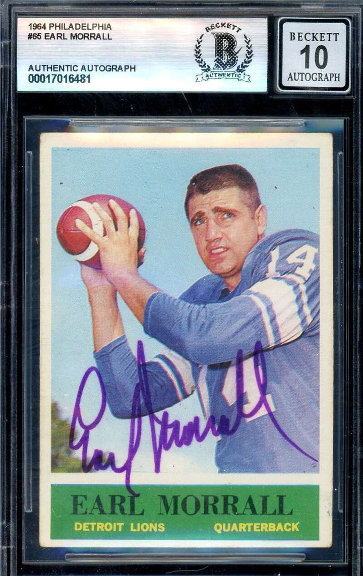 Earl Morrall Gem Mint 10 Beckett BAS Signed 1964 Philadelphia Gum Autograph