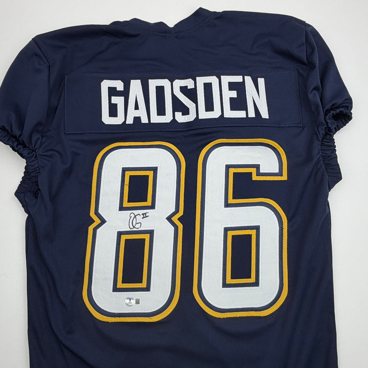 Autographed/Signed Oronde Gadsden Los Angeles Blue Cut Jersey Beckett BAS COA