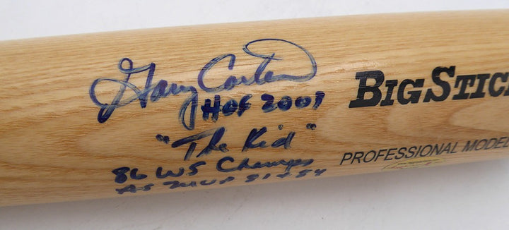 Gary Carter Auto Rawlings Bat Expos "HOF 2001 The Kid, WS Champs AS MVP" Beckett