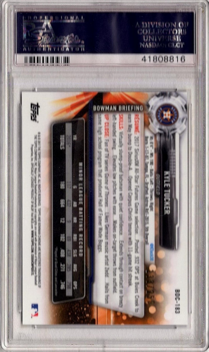 Graded 2017 Bowman Draft Kyle Tucker #BDC183 Purple /250 Baseball Card PSA 10