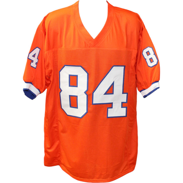 Shannon Sharpe Autographed/Signed Pro Style Orange Jersey Beckett 44675