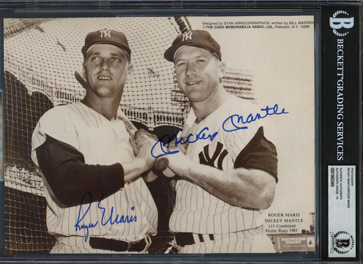 Mickey Mantle & Roger Maris Signed 8x10 Magazine Page Yankees Auto GM 10 Beckett