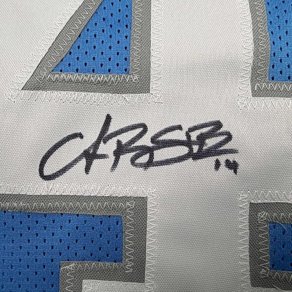 Framed Autographed/Signed Amon-Ra St Brown 35x39 Detroit Blue Jersey Beckett COA