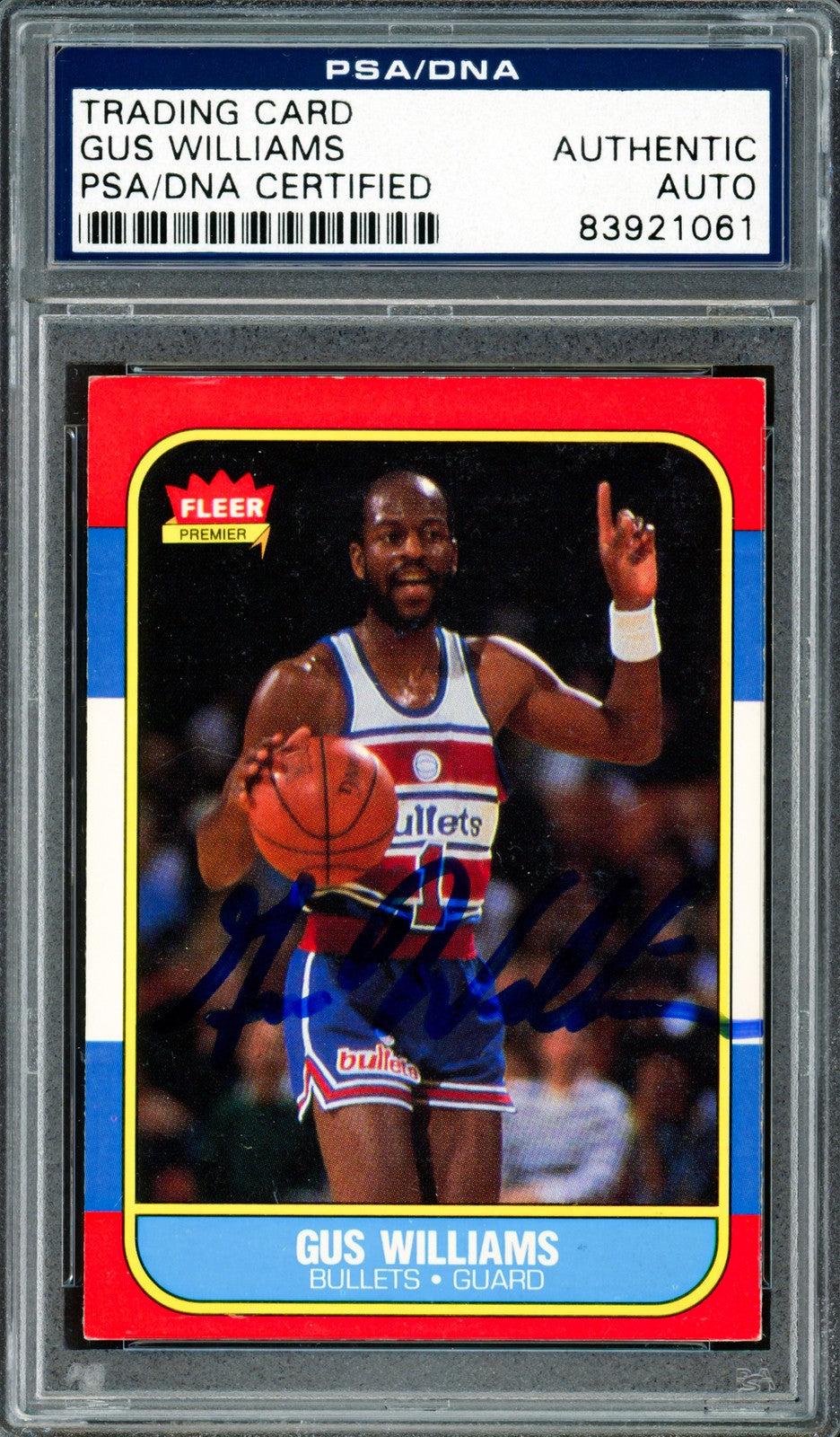 Gus Williams Signed 1986-87 Fleer Card #124 Washington Bullets PSA/DNA #83921061