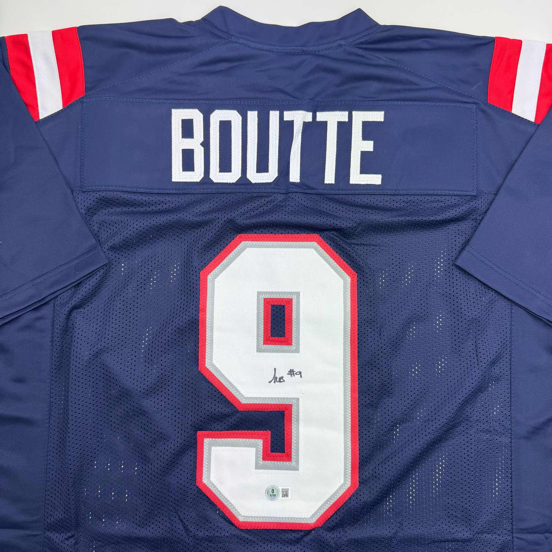Autographed/Signed Kayshon Boutte New England Blue Jersey Beckett BAS COA