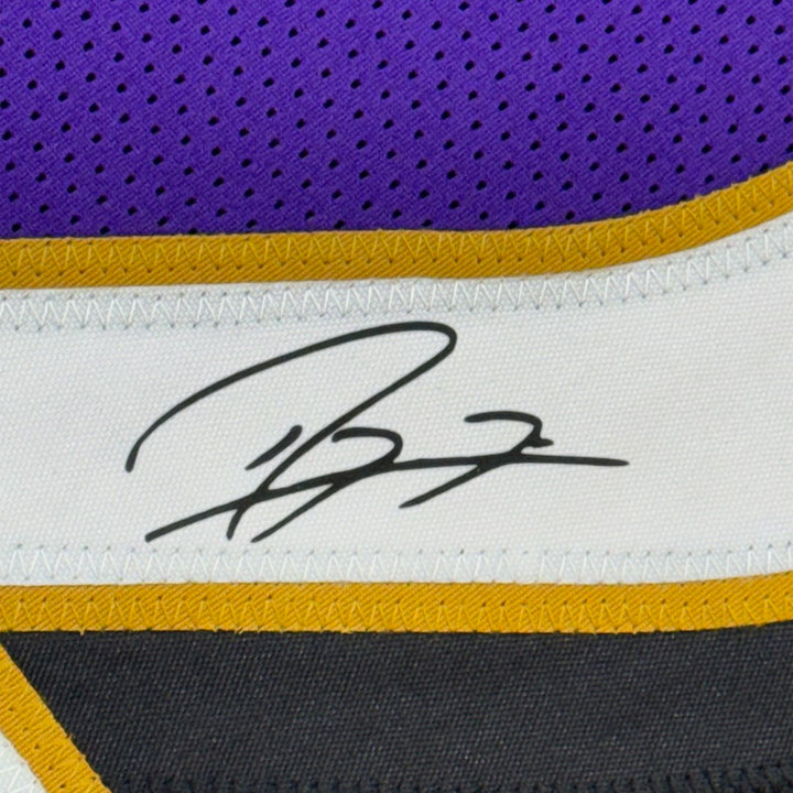 Framed Facsimile Autographed Ray Lewis 33x42 Purple Reprint Laser Auto Jersey
