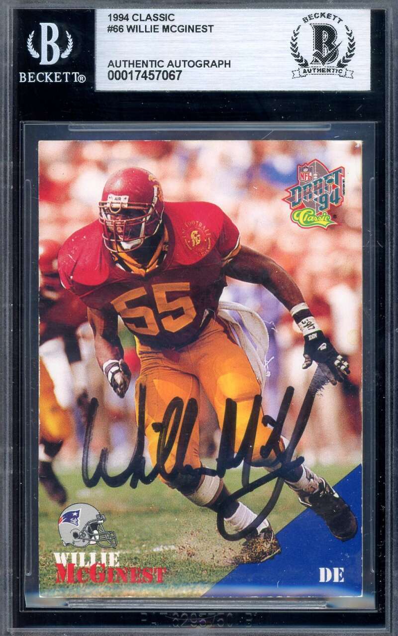 Willie McGinest Beckett BAS Signed 1994 Classic Rookie Autograph