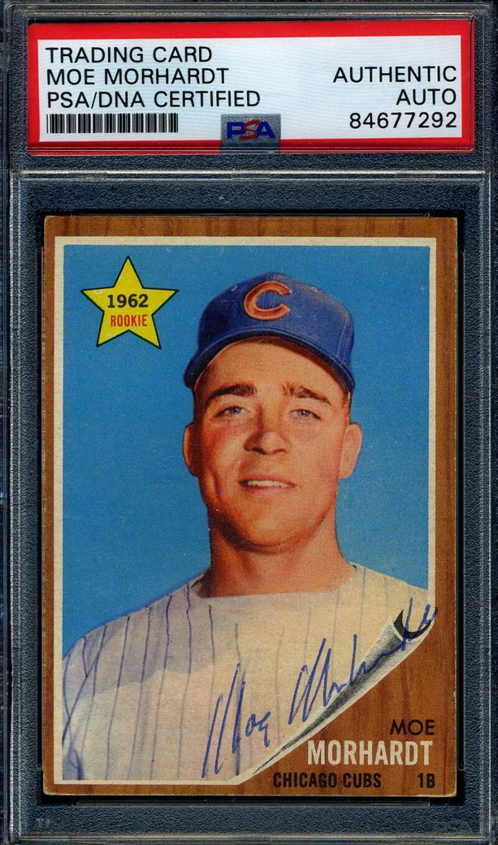 Moe Morhardt PSA DNA Signed 1962 Topps Rookie Autograph
