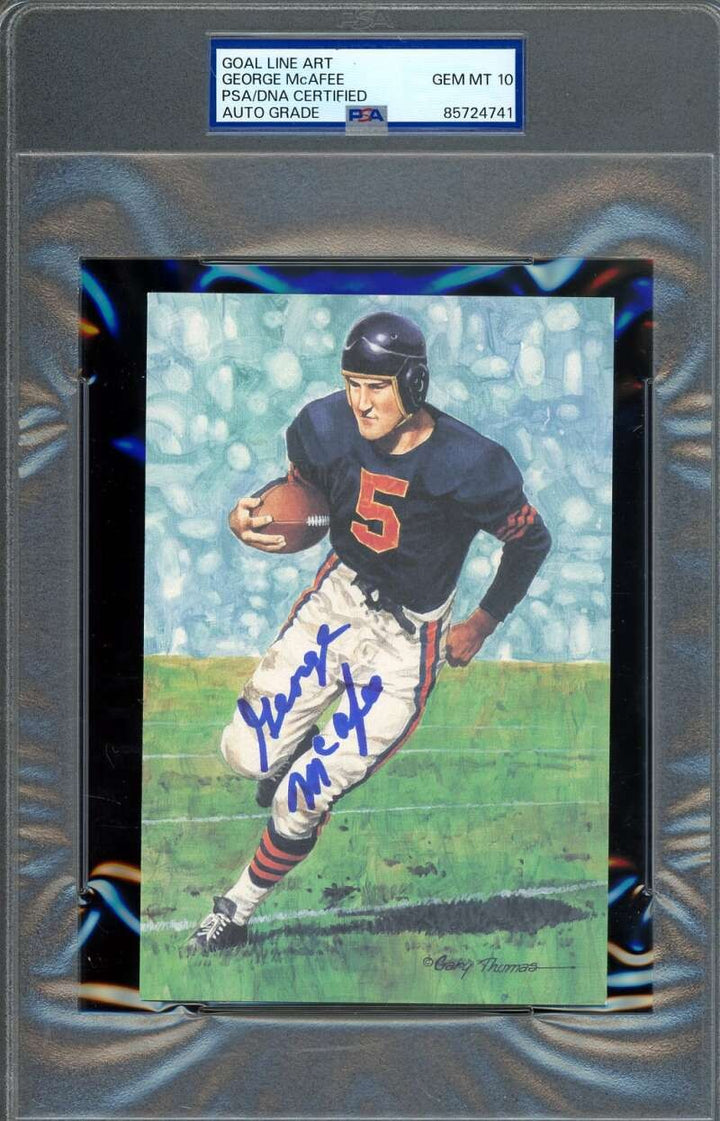George McAfee Gem Mint 10 PSA DNA Signed Goal Line Art Card GLAC Autograph