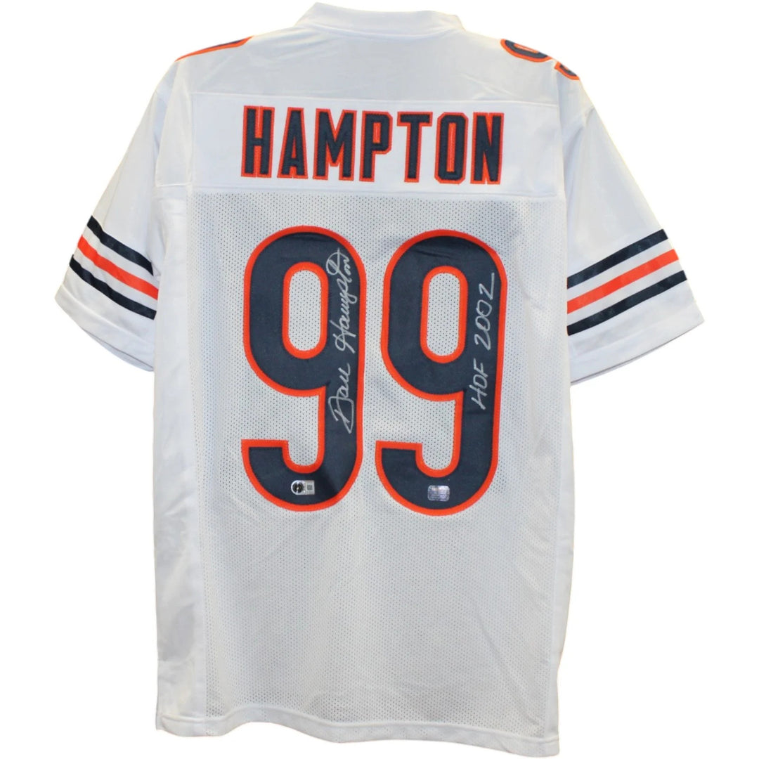 Dan Hampton Autographed Pro Style White Sz XL Jersey 2002 HOF Beckett WIT 58505