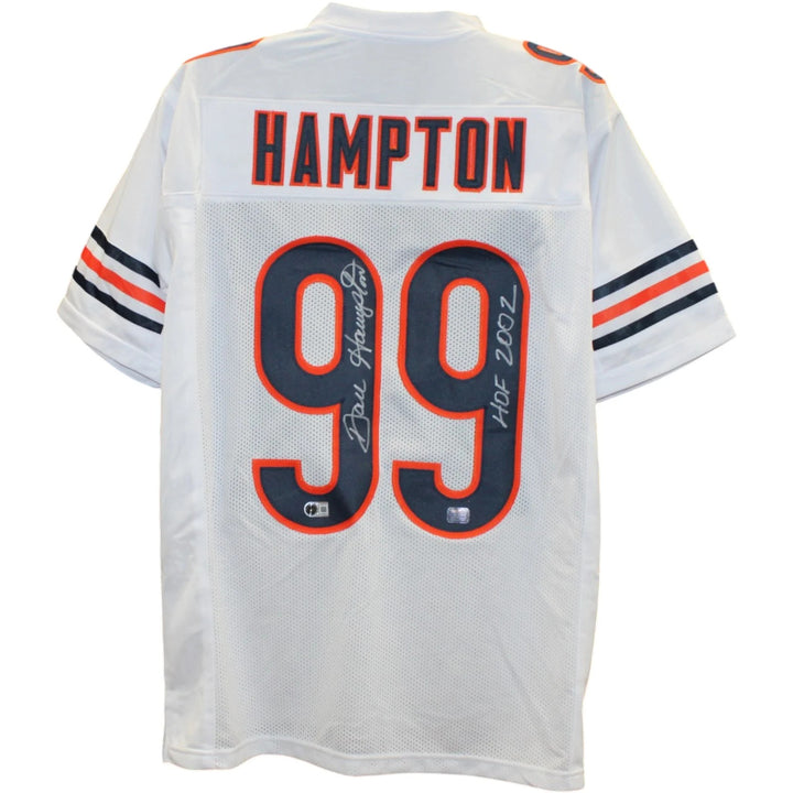 Dan Hampton Autographed Pro Style White Sz XL Jersey 2002 HOF Beckett WIT 58505