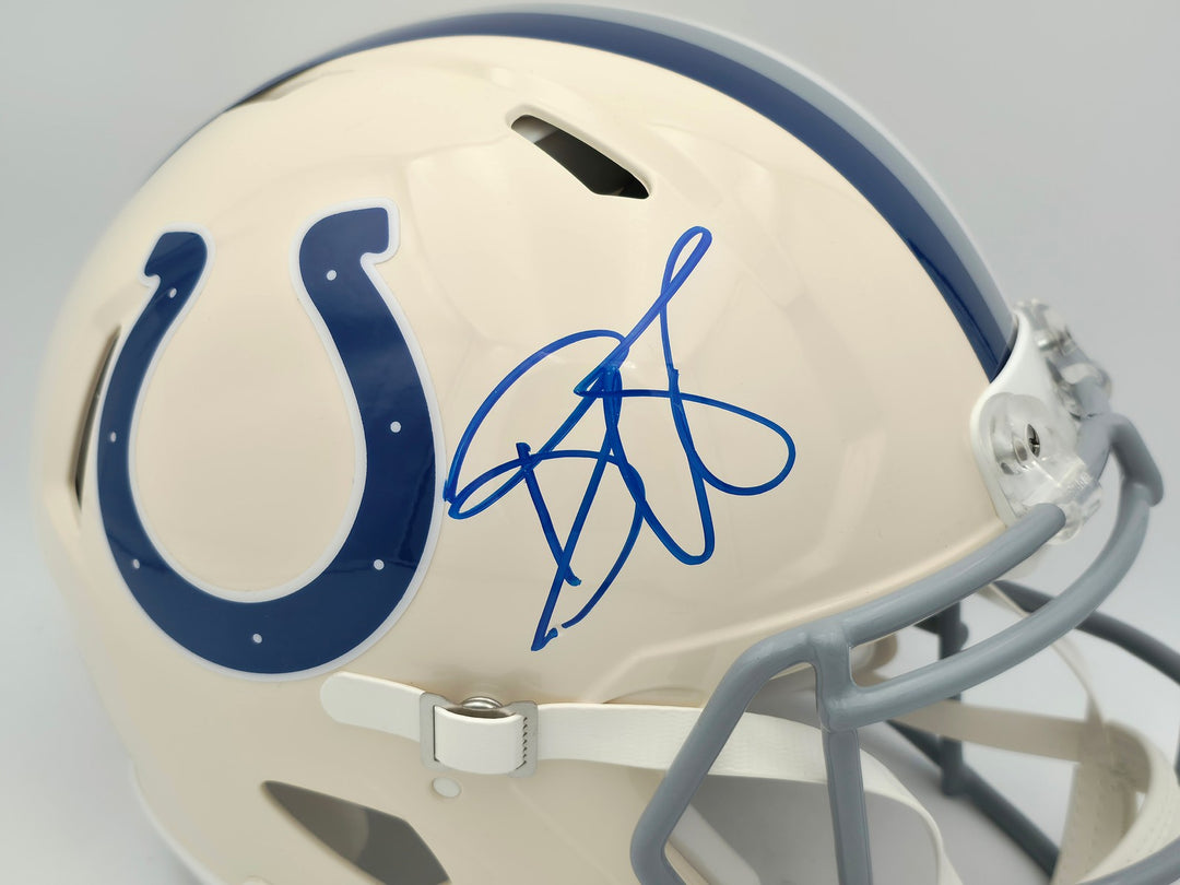 Reggie Wayne Signed Colts Cream Retro Full Size Authentic Helmet BAS