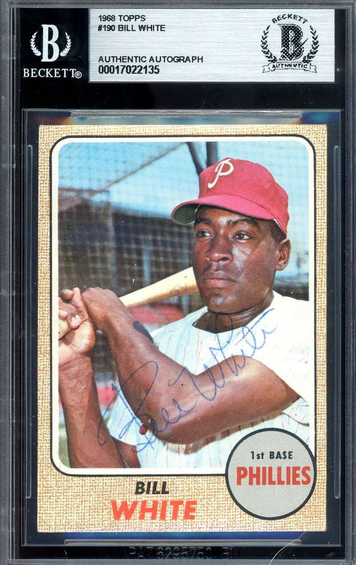Bill White Beckett BAS Vintage Signed 1968 Topps Autographed