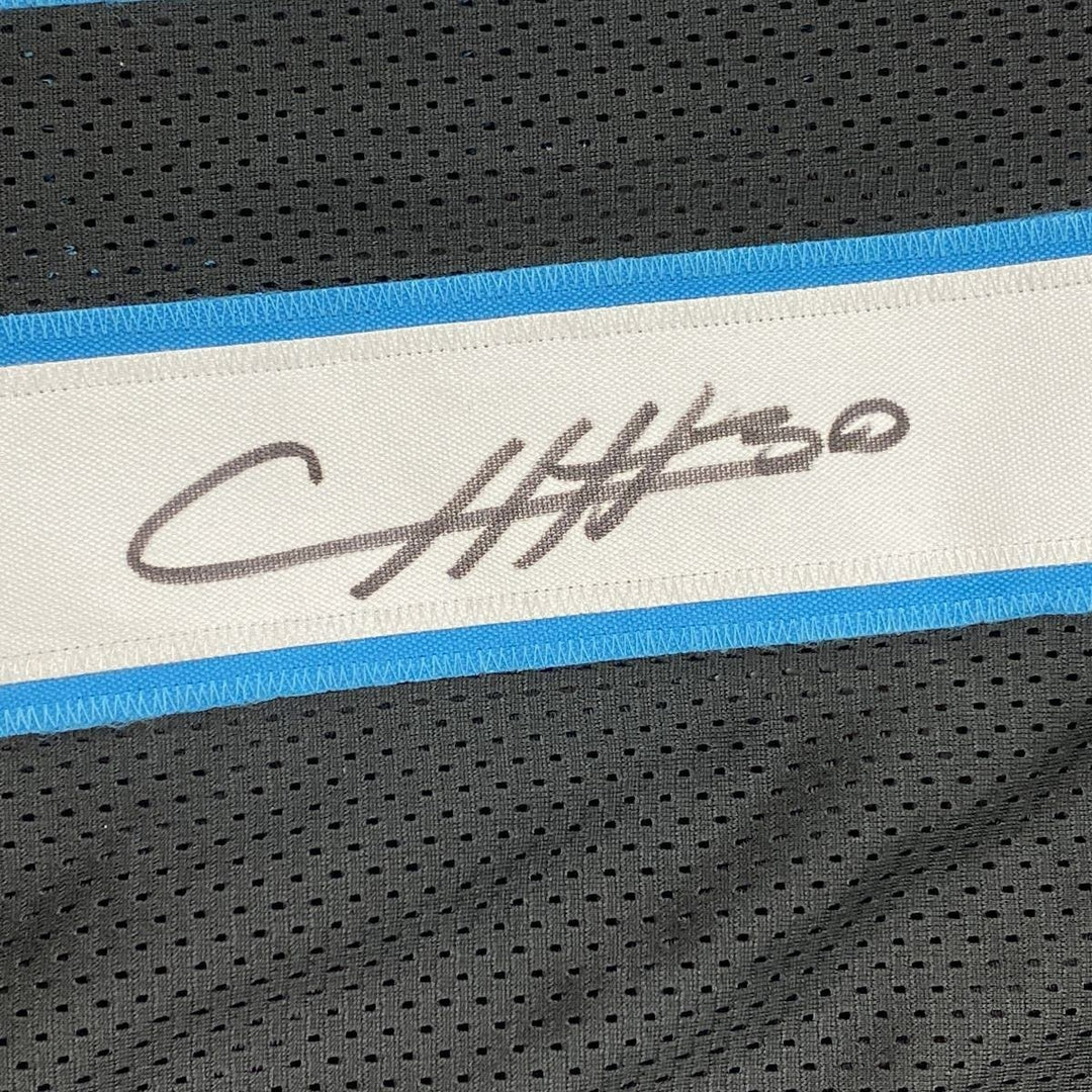 Autographed/Signed Chuba Hubbard Carolina Black Jersey Beckett BAS COA