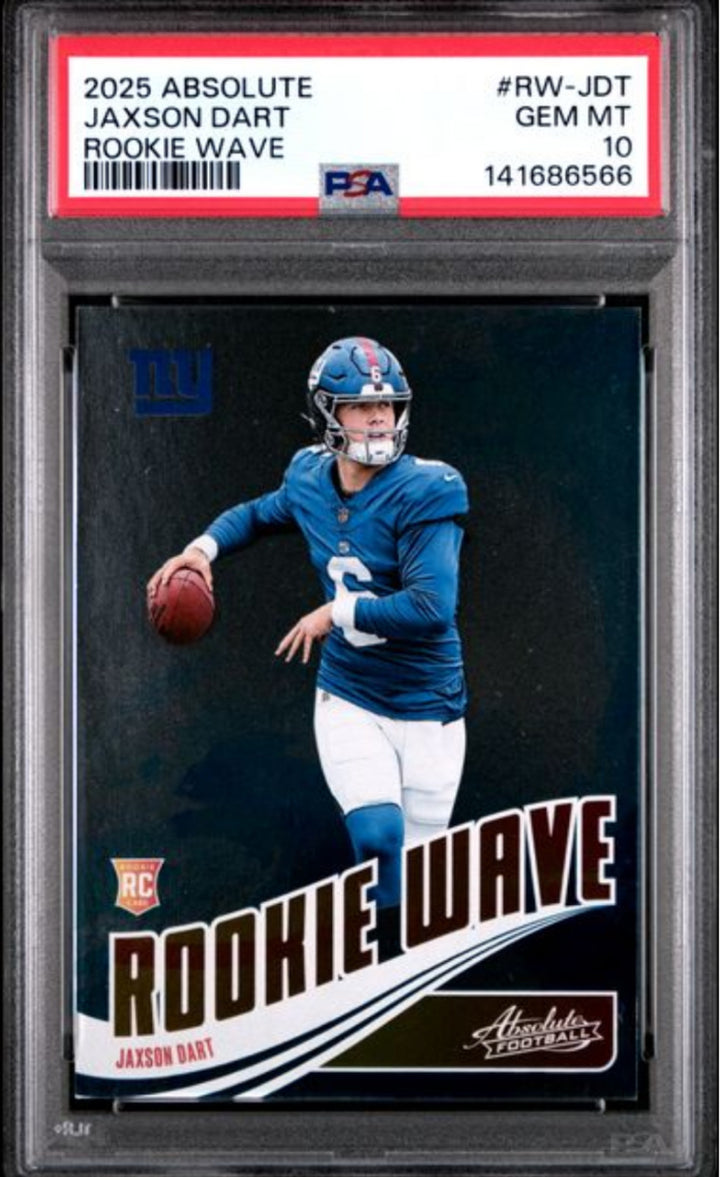 Graded 2025 Panini Absolute Jaxson Dart #RWJDT Rookie Wave Rookie RC Card PSA 10