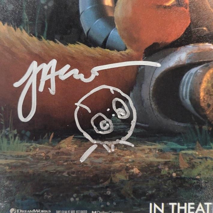 Chris Sanders & Jakob Hjort (sketch) signed Wild Robot 11x17 photo ~ Beckett BAS