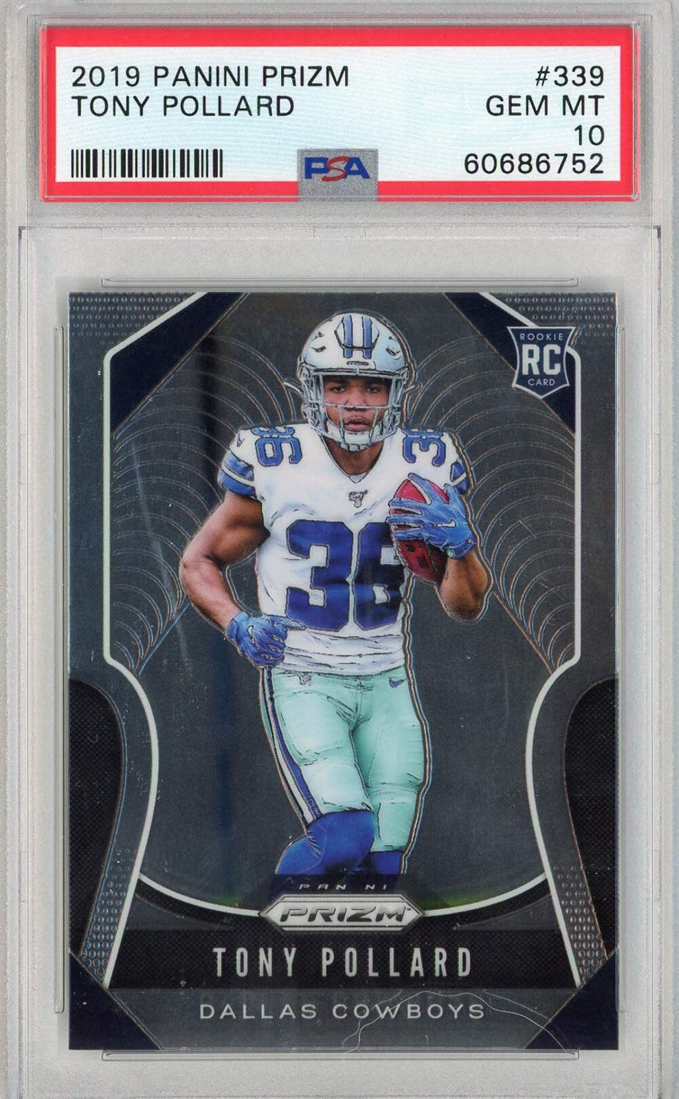 Graded 2019 Panini Prizm Tony Pollard #339 Rookie RC Football Card PSA 10 Gem