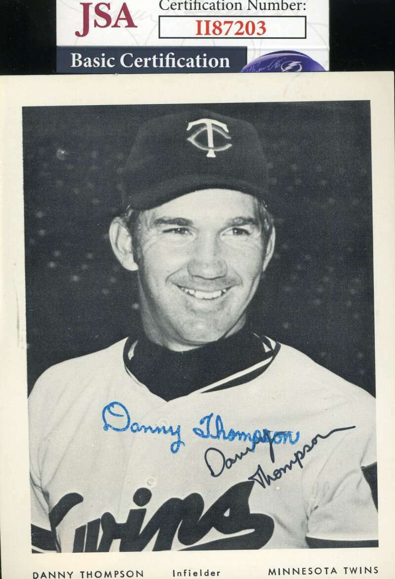 Danny Thompson JSA Coa Hand Signed Twins Team Issue Photo Autograph