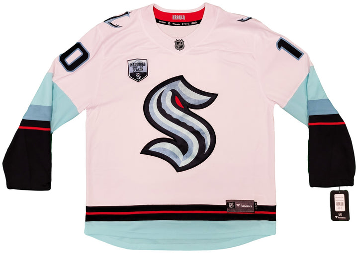Kraken Matty Beniers Auto White Fanatics Jersey XL Inaugural Patch NHL Debut