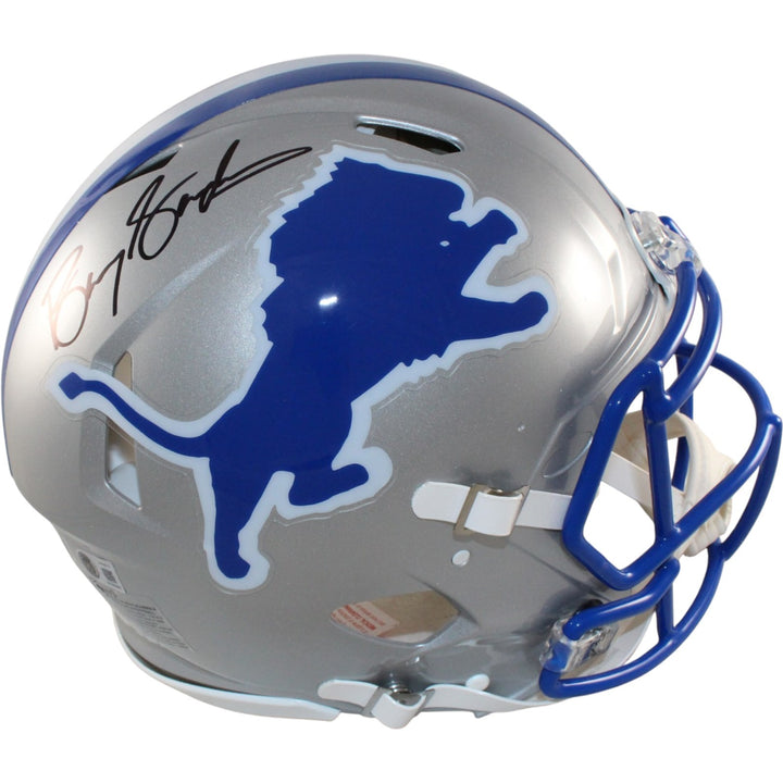 Barry Sanders Autographed Detroit Lions Pro TB Helmet Beckett Witness 58194