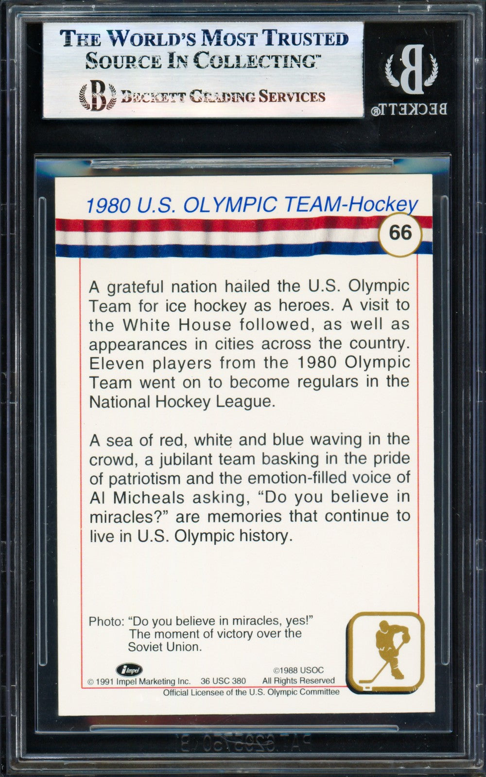 Herb Brooks Signed 1991 Impel Olympics Card 66 1980 Team USA Beckett #17830832
