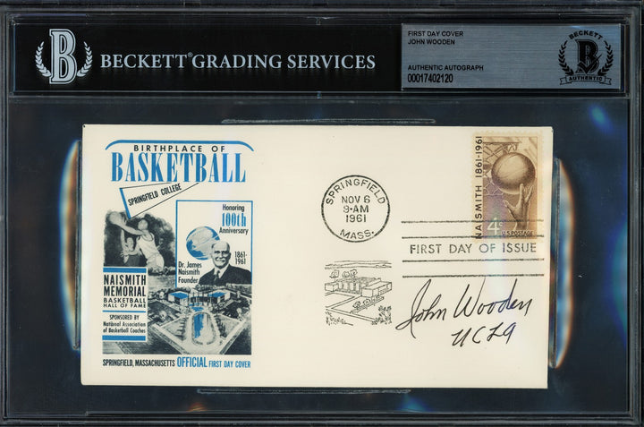John Wooden Autographed Signed 1961 First Day Cover UCLA Beckett BAS #17402120