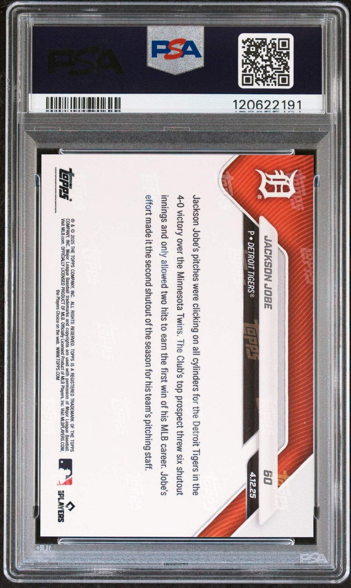 Graded 2025 Topps Now Jackson Jobe #60 Gold Foil /50 Rookie Baseball Card PSA 9