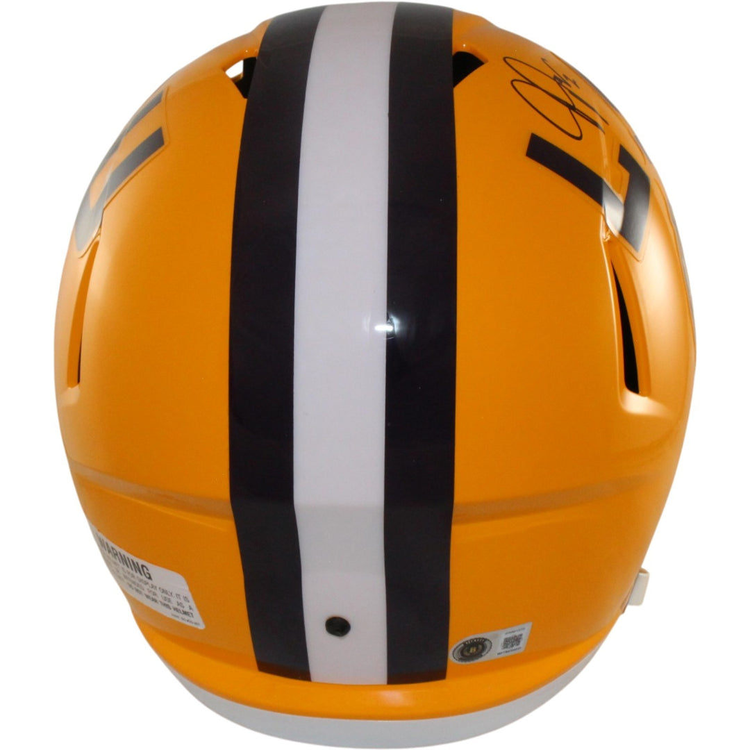 Justin Jefferson Autographed LSU Tigers F/S Yellow Helmet Beckett Witness 57900