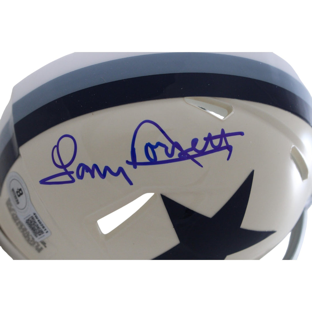 Tony Dorsett Autographed Dallas Cowboys Retro Mini Helmet Beckett 56473