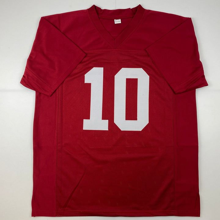 Facsimile Autographed Bart Starr Alabama Red Reprint Laser Jersey Size Men's XL