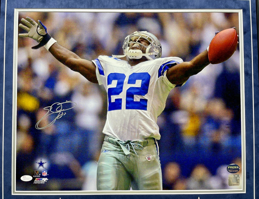 Emmitt Smith Autographed Dallas Cowboys 16x20 Photo Framed Signed BAS Prova