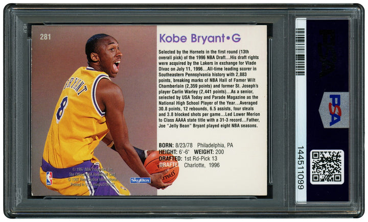Kobe Bryant Signed 1996 Hoops RC 281 Los Angeles Lakers PSA/DNA