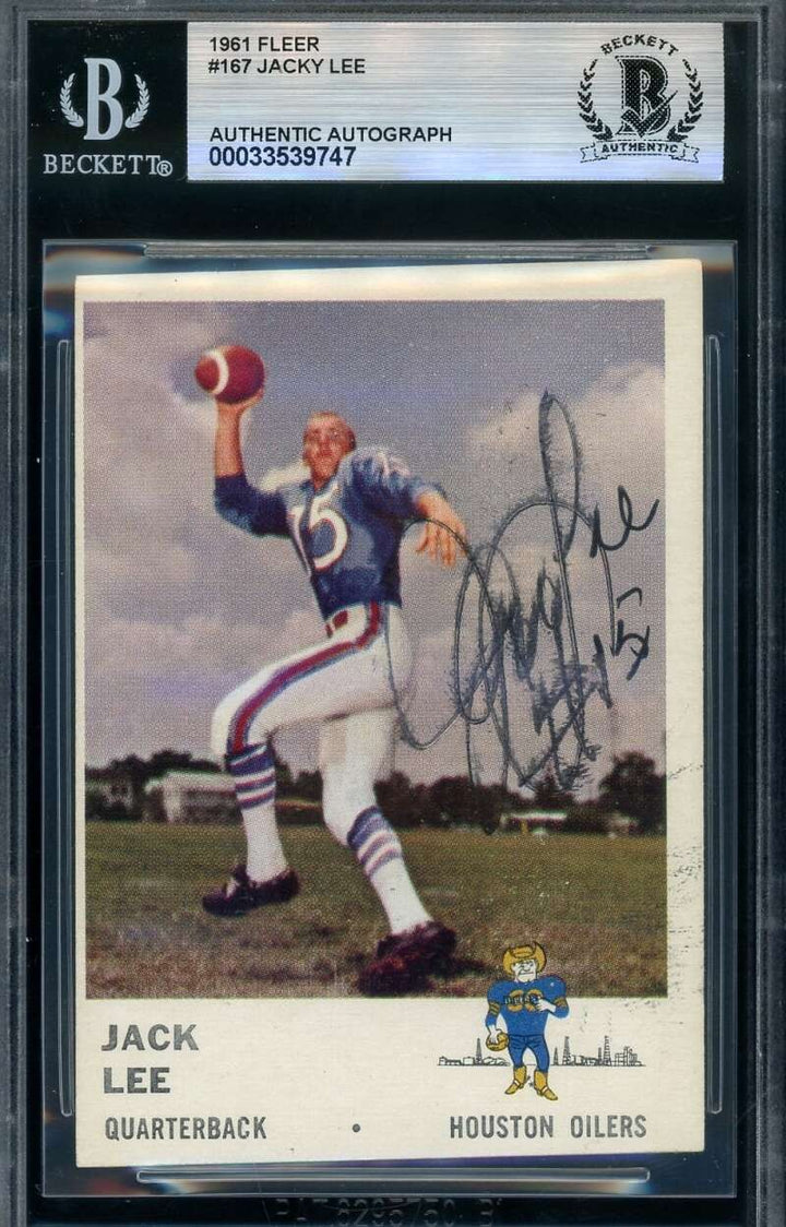 Jacky Lee Beckett BAS Vintage Signed 1961 Fleer Autograph Oilers