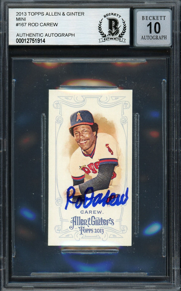 Rod Carew Signed 2013 Topps Allen & Ginter Mini Card 167 Angels Sig 10 Beckett