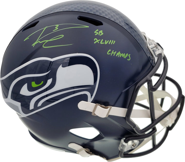 Russell Wilson Signed Seahawks Full Size Replica Speed Helmet In Green RW Holo