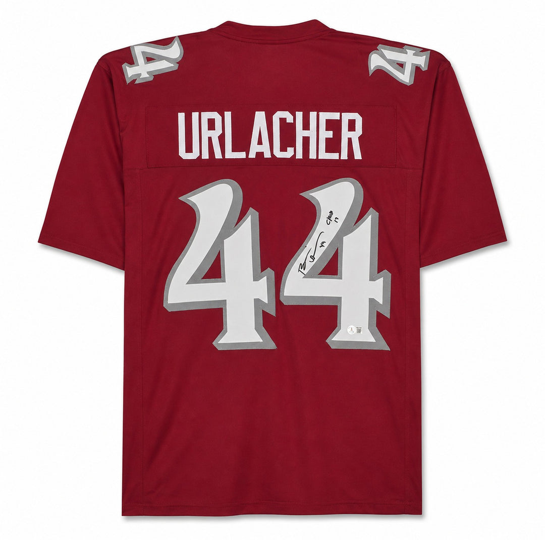 University of New Mexico Brian Urlacher Signed Red Jersey "CHOF 17" Beckett Wit
