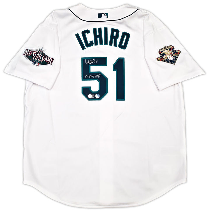 Mariners Ichiro Suzuki Auto White M&N Cooperstown 2001 ASG Jersey 52 01 ROY/MVP