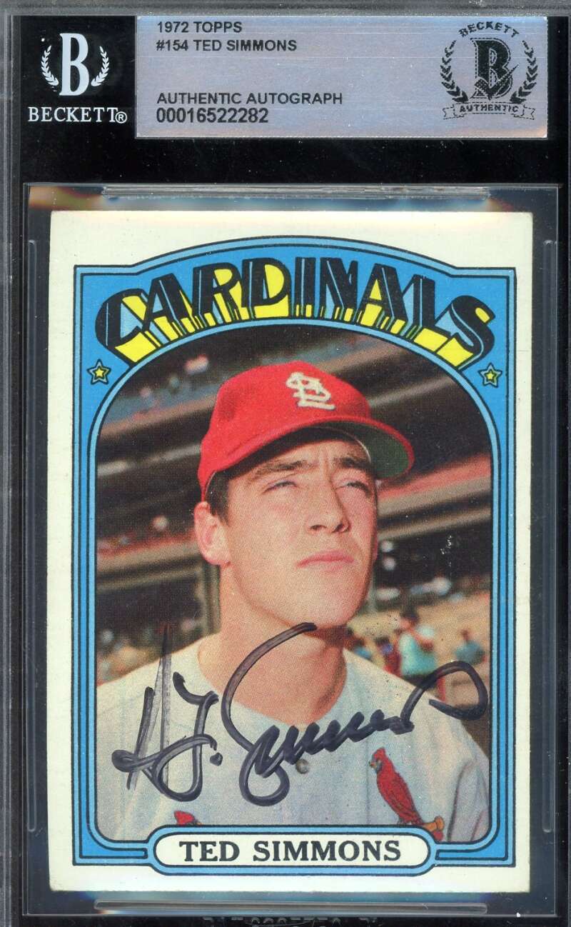 Ted Simmons Beckett BAS Signed 1972 Topps Autograph