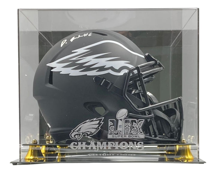 Devonta Smith Signed Eagles FS Eclipse Replica Helmet w/ Super Bowl 59 LIX Case