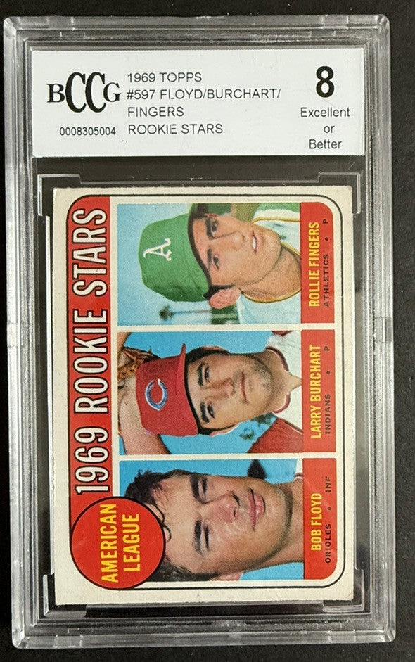 Rollie Fingers 1969 Topps Rookie Stars Card #597 Bccg 8 Graded Ex - Nm HOF
